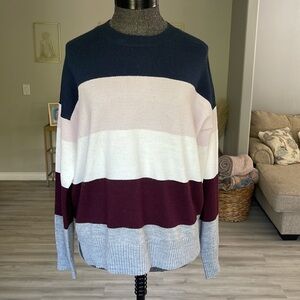 French Connection Striped Jasper Crew Neck Sweater Medium
